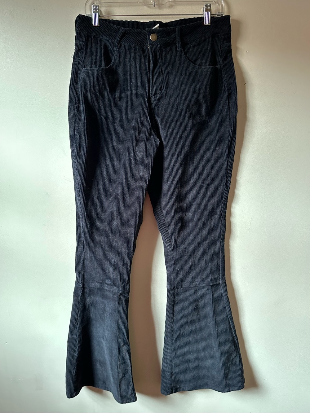 Kate Quinn Flare Leg Black Corduroy Pants Womens Size 12